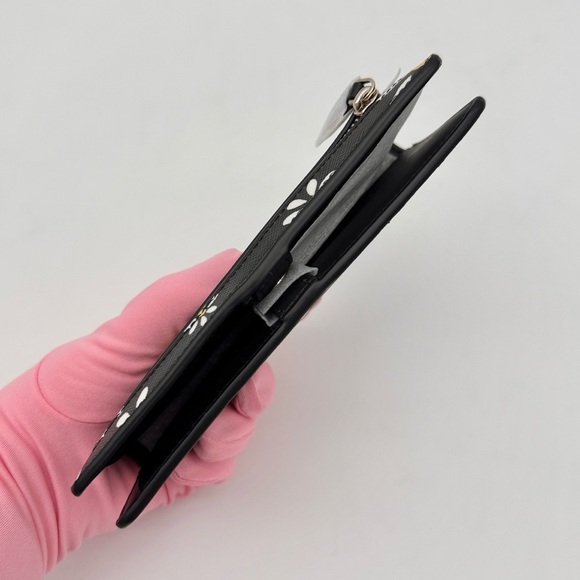 Kate Spade Dana Daisies Large Slim Bifold Wallet Black Multi - Picture 7 of 11